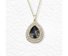 Diamond Sky Jewelry Kaklo papuošalas moterims DiamondSky "Jasmine (Sidabrinis Night)" su Swarovski kristalais