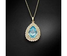 Diamond Sky Jewelry Kaklo papuošalas moterims DiamondSky "Jasmine (Aquamarine)" su Swarovski kristalais