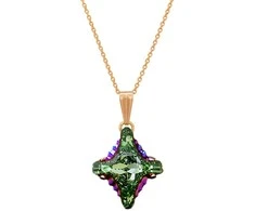 Diamond Sky Jewelry Kaklo papuošalas moterims DiamondSky "Crystal Rhombus II (Peridot Scarabaeus Žalias)" su Swarovski kristalais