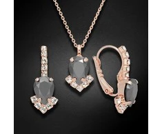 Diamond Sky Jewelry Papuošalų rinkinys moterims DiamondSky "Leonora II (Jet Hematite)" su Preciosa kristalais