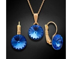 Diamond Sky Jewelry Papuošalų rinkinys moterims DiamondSky Clarice II (Sapphire) su Swarovski kristalais