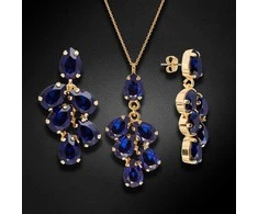 Diamond Sky Jewelry Papuošalų rinkinys moterims DiamondSky "Amber II (Dark Indigo)" su Preciosa kristalais