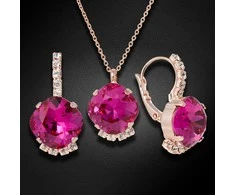 Diamond Sky Jewelry Papuošalų rinkinys moterims DiamondSky "Crete (Fuchsia)" su Preciosa kristalais