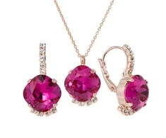 Diamond Sky Jewelry Papuošalų rinkinys moterims DiamondSky "Crete (Fuchsia)" su Preciosa kristalais