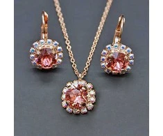 Diamond Sky Jewelry Papuošalų rinkinys moterims DiamondSky Glory II (Rose Peach) su Swarovski kristalais