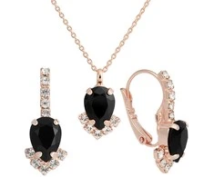 Diamond Sky Jewelry Papuošalų rinkinys moterims DiamondSky "Leonora II (Jet)" su Preciosa kristalais
