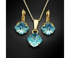 Diamond Sky Jewelry Papuošalų rinkinys moterims DiamondSky "Mystic (Aquamarine)" su Swarovski kristalais