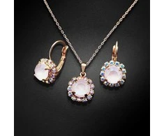 Diamond Sky Jewelry Papuošalų rinkinys moterims DiamondSky "Glory II (Powder Rose)" su Swarovski kristalais