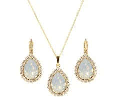 Diamond Sky Jewelry Papuošalų rinkinys moterims DiamondSky „Celestial Drop (Baltas Opal)“ su Swarovski kristalais
