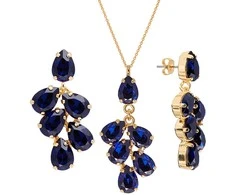 Diamond Sky Jewelry Papuošalų rinkinys moterims DiamondSky "Amber II (Dark Indigo)" su Preciosa kristalais