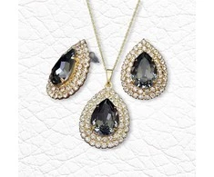 Diamond Sky Jewelry Papuošalų rinkinys moterims DiamondSky "Jasmine (Sidabrinis Night)" su Swarovski kristalais