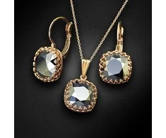 Diamond Sky Jewelry Papuošalų rinkinys moterims DiamondSky "Vintage V (Light Chrome)" su Swarovski kristalais