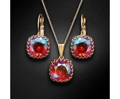 Diamond Sky Jewelry Papuošalų rinkinys moterims DiamondSky "Vintage V (Light Siam Shimmer)" su Swarovski kristalais