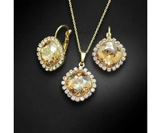 Diamond Sky Jewelry Papuošalų rinkinys moterims DiamondSky „Glare III (Golden Shadow)“ su Swarovski kristalais