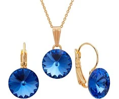 Diamond Sky Jewelry Papuošalų rinkinys moterims DiamondSky Clarice II (Sapphire) su Swarovski kristalais
