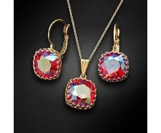 Diamond Sky Jewelry Papuošalų rinkinys moterims DiamondSky "Vintage V (Light Siam Shimmer)" su Swarovski kristalais