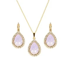 Diamond Sky Jewelry Papuošalų rinkinys moterims DiamondSky „Celestial Drop (Rose Vanduo Opal)“ su Swarovski kristalais