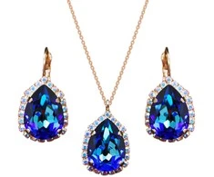 Diamond Sky Jewelry Papuošalų rinkinys moterims DiamondSky „Celestial Drop III (Bermuda Mėlyna)“ su Swarovski kristalais