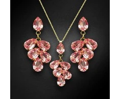 Diamond Sky Jewelry Papuošalų rinkinys moterims DiamondSky "Amber II (Light Rose)" su Preciosa kristalais
