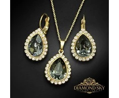 Diamond Sky Jewelry Papuošalų rinkinys moterims DiamondSky „Celestial Drop (Sidabrinis Night)“ su Swarovski kristalais