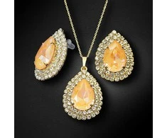 Diamond Sky Jewelry Papuošalų rinkinys moterims DiamondSky "Jasmine (Peach DeLite)" su Swarovski kristalais