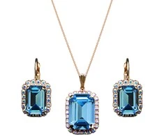 Diamond Sky Jewelry Papuošalų rinkinys moterims DiamondSky „Lourdes (Aquamarine)“ su Swarovski kristalais