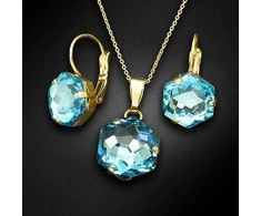 Diamond Sky Jewelry Papuošalų rinkinys moterims DiamondSky "Fantasy (Aquamarine)" su Swarovski kristalais