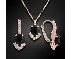 Diamond Sky Jewelry Papuošalų rinkinys moterims DiamondSky "Leonora II (Jet)" su Preciosa kristalais