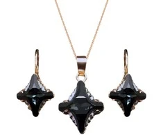 Diamond Sky Jewelry Papuošalų rinkinys moterims DiamondSky Crystal Rhombus II (Graphite Lite Chrome) su Swarovski kristalais