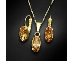 Diamond Sky Jewelry Papuošalų rinkinys moterims DiamondSky "Enigma (Light Colorado Topaz)" su Swarovski kristalais