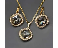 Diamond Sky Jewelry Papuošalų rinkinys moterims DiamondSky „Glare III (Sidabrinis Night)“ su Swarovski kristalais