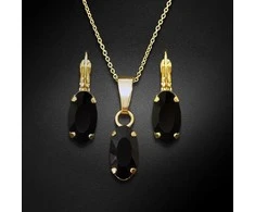 Diamond Sky Jewelry Papuošalų rinkinys moterims DiamondSky "Enigma (Graphite)" su Swarovski kristalais