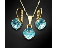 Diamond Sky Jewelry Papuošalų rinkinys moterims DiamondSky "Mystic (Aquamarine)" su Swarovski kristalais