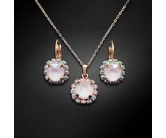 Diamond Sky Jewelry Papuošalų rinkinys moterims DiamondSky "Glory II (Powder Rose)" su Swarovski kristalais