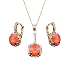 Diamond Sky Jewelry Papuošalų rinkinys moterims DiamondSky "Clarice VII (Light Coral)" su Swarovski kristalais