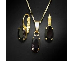Diamond Sky Jewelry Papuošalų rinkinys moterims DiamondSky "Enigma (Graphite)" su Swarovski kristalais