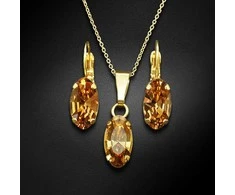 Diamond Sky Jewelry Papuošalų rinkinys moterims DiamondSky "Enigma (Light Colorado Topaz)" su Swarovski kristalais