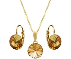 Diamond Sky Jewelry Papuošalų rinkinys moterims DiamondSky Clarice II (Golden Shadow) su Swarovski kristalais