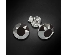 Diamond Sky Jewelry Sidabriniai auskarai moterims DiamondSky „Classic (Jet Hematite)“ su Swarovski kristalais