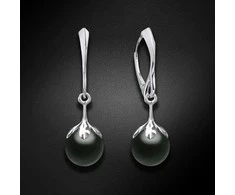 Diamond Sky Jewelry Sidabriniai auskarai moterims DiamondSky „Pearl Galaxy (Magic Juodas)" su Preciosa kristalais