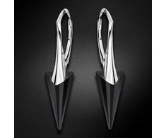 Diamond Sky Jewelry Sidabriniai auskarai moterims DiamondSky „Spike II (Jet)“ su Swarovski kristalais