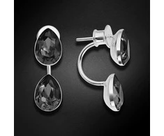 Diamond Sky Jewelry Sidabriniai auskarai moterims DiamondSky „Dew Drop (Sidabrinis Night)" su Swarovski kristalais