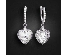 Diamond Sky Jewelry Sidabriniai auskarai moterims DiamondSky „Romantic Heart III R“ su Swarovski kristalais