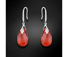 Diamond Sky Jewelry Sidabriniai auskarai moterims DiamondSky „Baroque III (Raudona Magma)“ su Swarovski kristalais