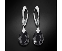 Diamond Sky Jewelry Sidabriniai auskarai moterims DiamondSky „Moon Shine (Jet)" su Swarovski kristalais