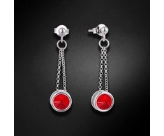 Diamond Sky Jewelry Sidabriniai auskarai moterims DiamondSky „Bonbon (Light Siam)" su Swarovski kristalais