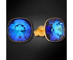 Diamond Sky Jewelry Sidabriniai auskarai moterims DiamondSky „Glare (Bermuda Mėlyna)“ su Swarovski kristalais