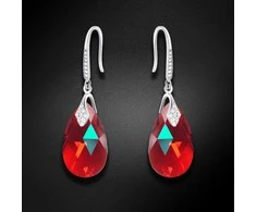 Diamond Sky Jewelry Sidabriniai auskarai moterims DiamondSky „Baroque III (Light Siam Shimmer)“ su Swarovski kristalais
