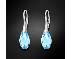 Diamond Sky Jewelry Sidabriniai auskarai moterims DiamondSky „Enchanté (Aquamarine)" su Swarovski kristalais