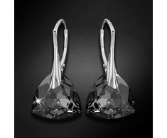 Diamond Sky Jewelry Sidabriniai auskarai moterims DiamondSky „Evening Shine (Sidabrinis Night)" su Swarovski kristalais